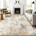 8x10 Area Rugs Living Room: Washable Large Abstract Neutral Modern Soft Rug by LOONGRUG