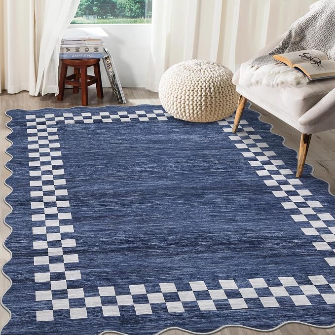 GarveeHome 10x13 Area Rug Large Living Room Scalloped Rug Non Slip Low Pile by GarveeHome