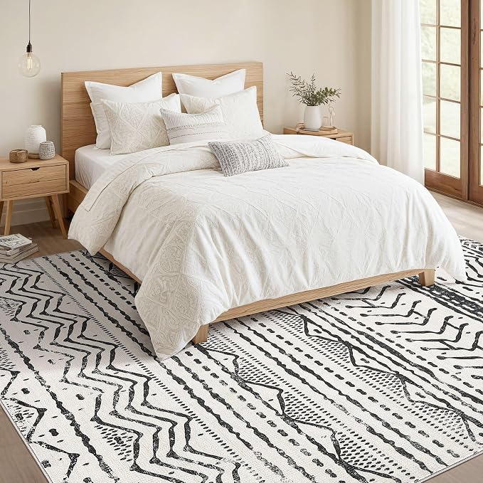 Nakagishi Area Rug Living Room Rugs: 6X9 Machine Washable Boho Large Neutral - Image 5