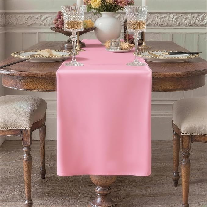 Pink Table Runner, Waterproof Washable Runners 90 Inches Long | Reusable 12x90 by KAIPHO