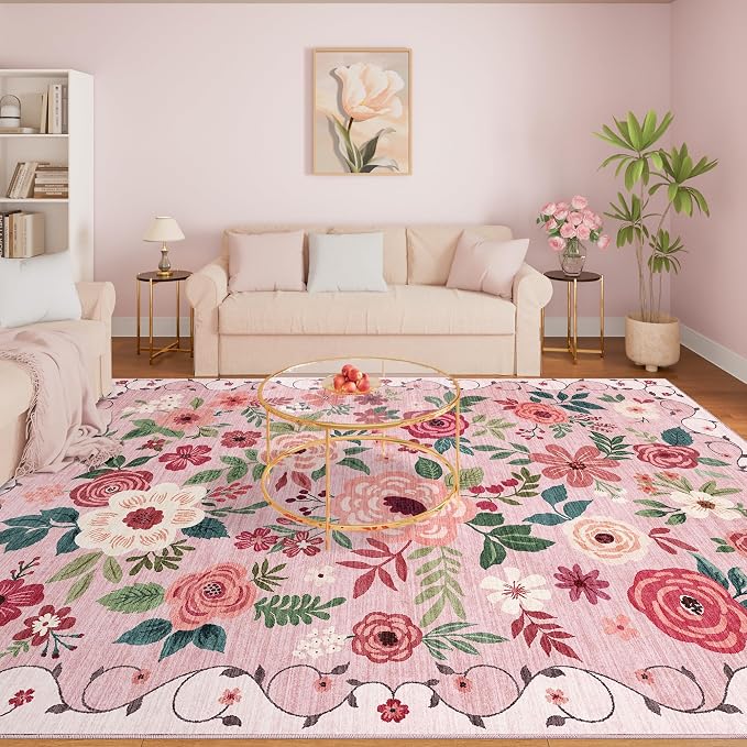 DUKINO 9x12 Area Rug, Floral Rugs by DUKINO
