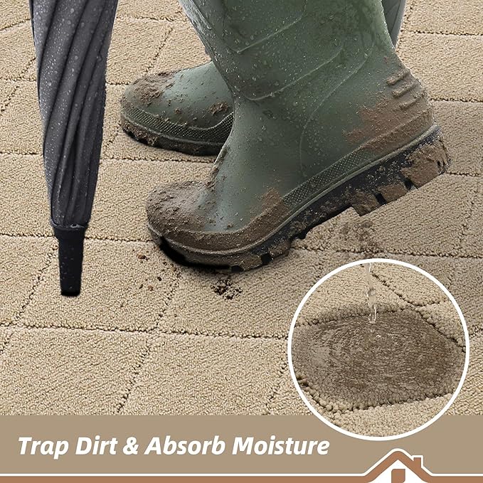 BEQHAUSE Dirt Trapper Door Mat 36" x 60", Doormat Non-Slip Entryway Rugs - Image 3