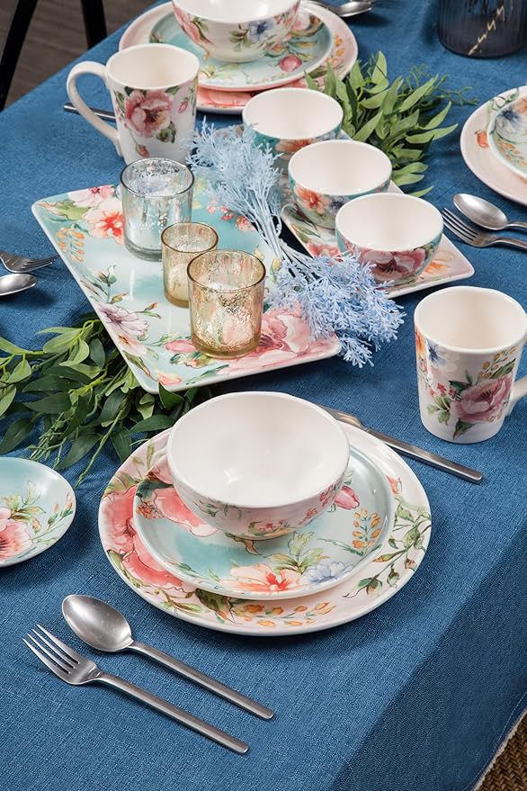Bico Margret's Garden Salad Plates Set of 4, 8.75 Inch Ceramic Dessert Plates - Image 3