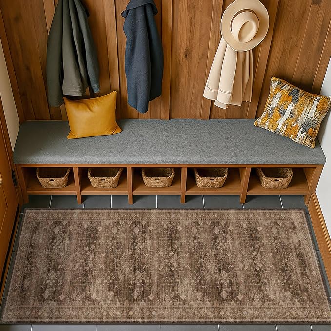 Brown Boho Washable 2x6 Runner Rugs - Image 6