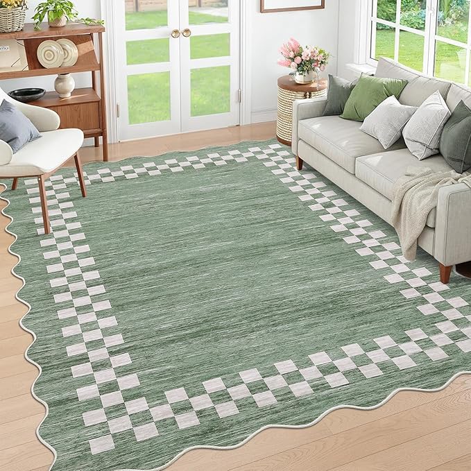 GarveeHome 4x6 Area Rug Small Washable Living Room Rug Scalloped Rug by GarveeHome