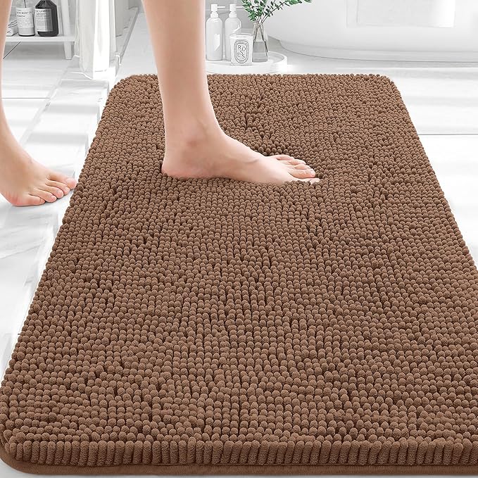 OLANLY Bathroom Rugs 36x24, Extra Soft Absorbent Chenille Bath Rugs, Rubber by OLANLY