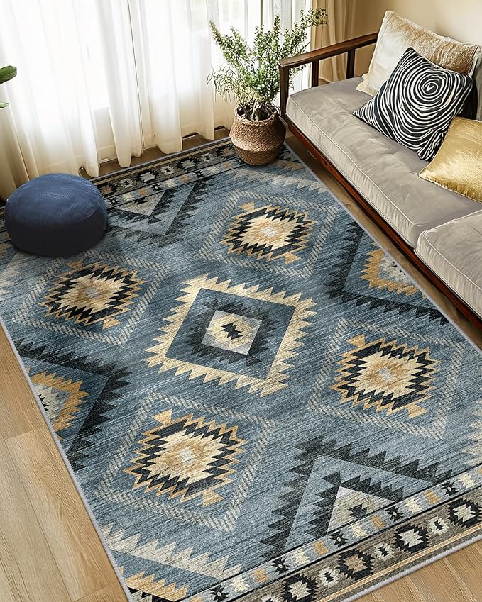 BESTSWEETIE Area Rug 6x9 Rug Machine Washable Rug Non-Slip Low Pile Print - Image 2