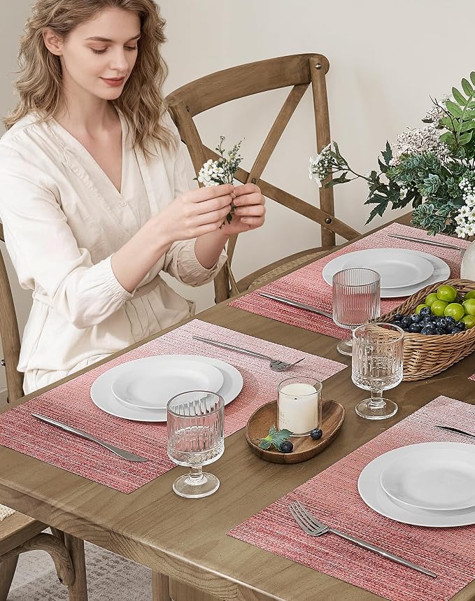 Leetaltree Gradient Pink Woven Placemats Set of 6 - Image 2