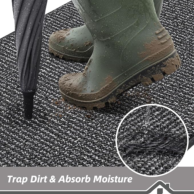 BEQHAUSE Dirt Trapper Door Mat 17" x 30", Non-Slip Doormats Washable Entryway - Image 3