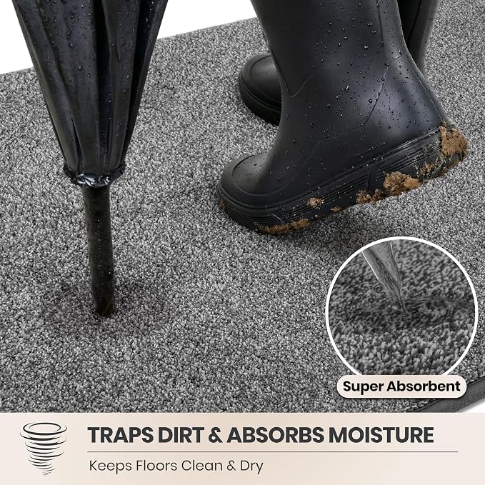 PURRUGS Dirt Trapping Door Mat 31.5" x 70", Non-Slip Machine Washable Entryway - Image 2