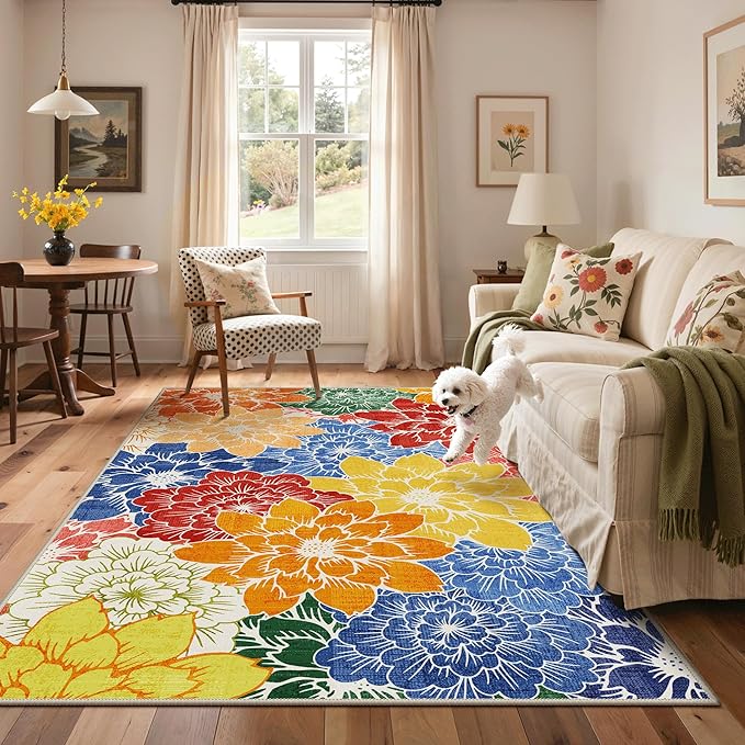 GENIMO Indoor Outdoor Area Rug 4'x6', Machine Washable Rugs - Image 6