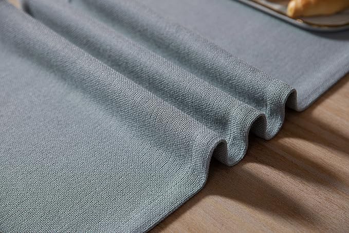 Burlap Style Farmhouse Table Runner, 14x48 Inches Light Dusty Blue | Thick - Image 6