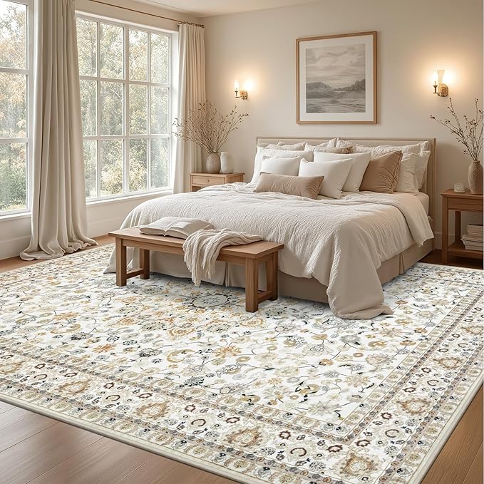 Area Rugs 10x12 Living Room Rug: Washable Rug Soft Vintage Boho Carpet Indoor - Image 3
