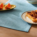 Rustic Cotton Linen Table Runner, 13x36 Inches River Blue | Farmhouse Style by ZEEMARTONLINE