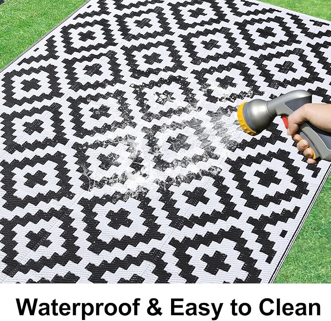 Smiry Waterproof Outdoor Rug 10X14 ft, Reversible Plastic Straw Patio Camping - Image 2