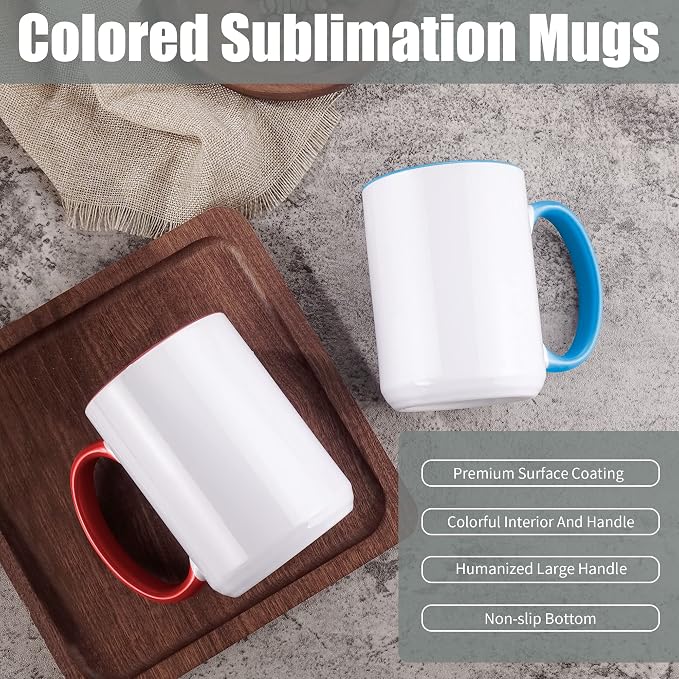 TANGLONG 12PC 15oz Sublimation coffee Mugswith Box -6 White and 6 Black | - Image 3