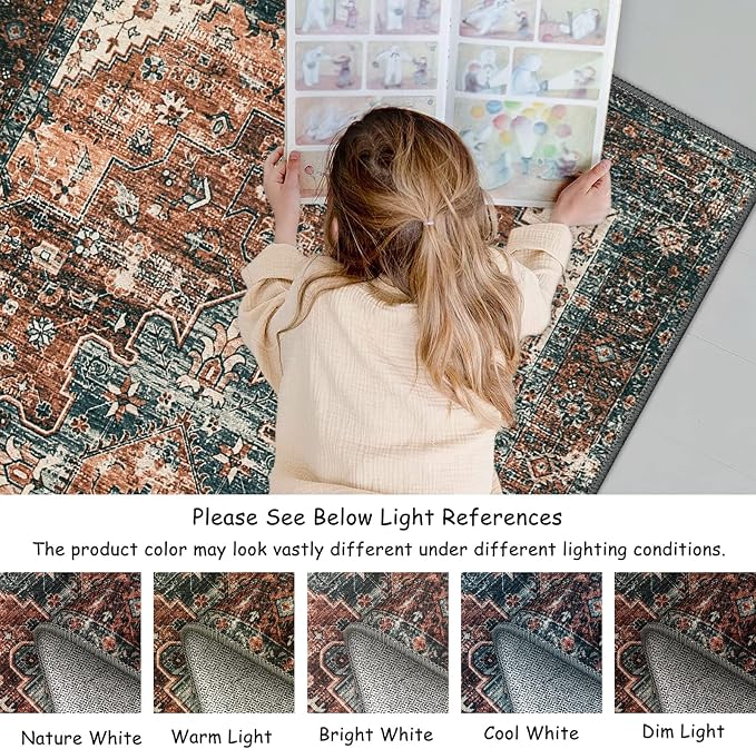 Moynesa Washable Rug Runners for Hallways, Boho 2'6"x8' Runner Rug Non-Slip - Image 5
