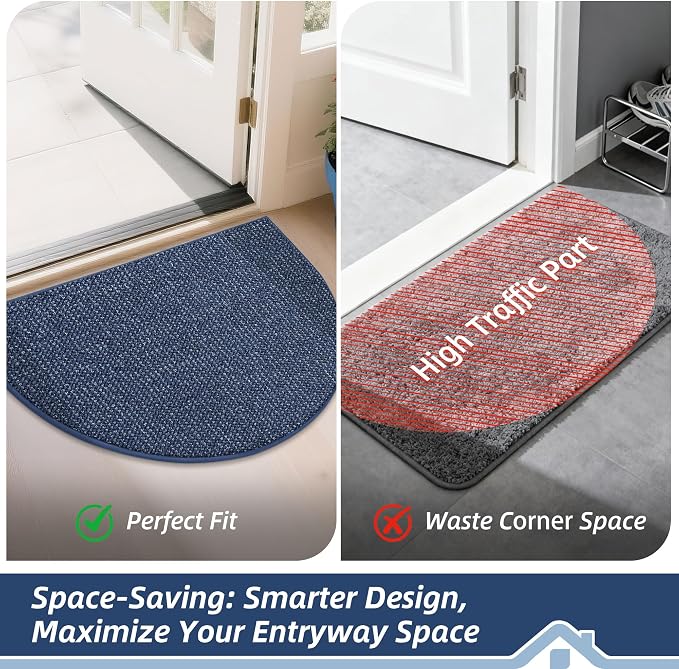 BEQHAUSE Dirt Trapper Door Mat 26" x 40" Half Circle Non-Slip Washable Doormats - Image 6