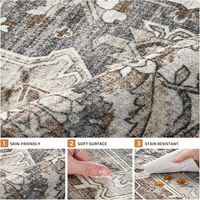10x14 Area Rugs Living Room: Washable Vintage Rug Large Non-Slip Stain - Image 8