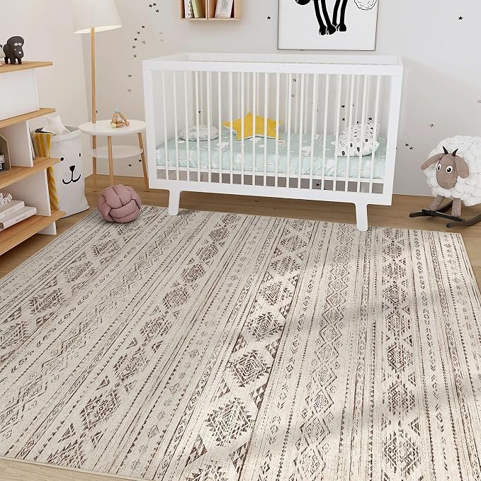 Nakagishi 10x12 Area Rugs Living Room: Washable Boho Large Neutral Soft - Image 7