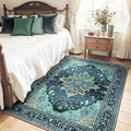 RELEANY Area Rugs 4'x5' Washable Non-Slip, Floral Vintage Distress Medallion by RELEANY