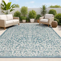 JONATHAN Y Boho Medallion Indoor Outdoor Area Rug 4X6 Teal/Gray, Malta Textured by JONATHANY