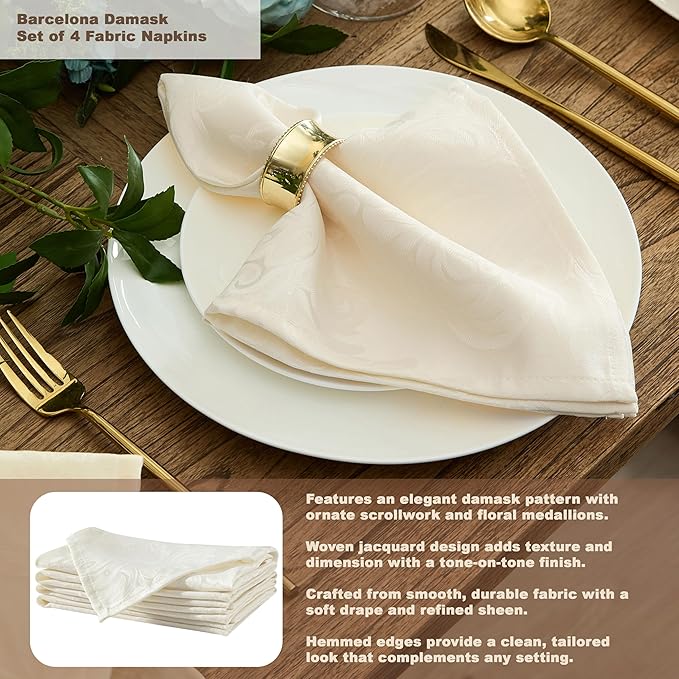 Newbridge Barcelona Luxury Damask Fabric Tablecloth, 60” Wide x 84” Oval - Image 4