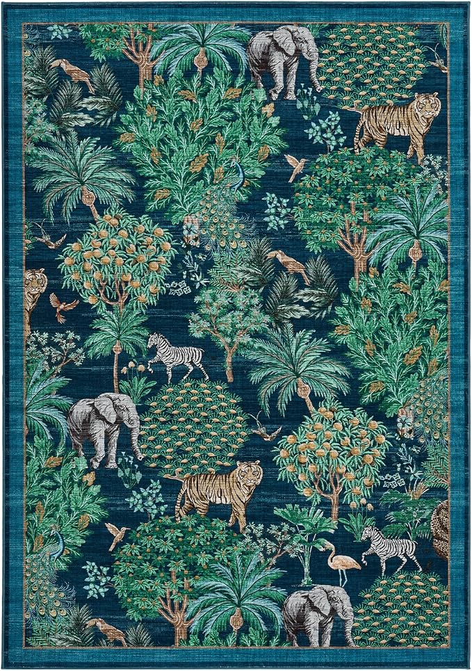 GarveeHome Jungle Animal Print Rug 5x7 Washable Area Rugs - Image 4