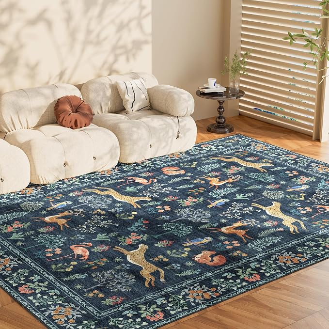 DUKINO 9x12 Rug, Washable Animal Living Room Rug - Image 9