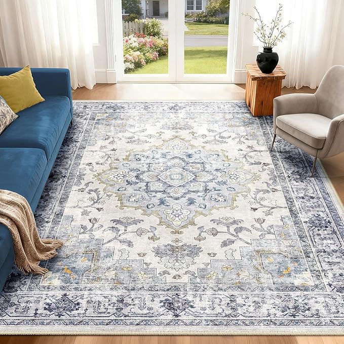 CAPALOCA Machine Washable Rugs Nursery Rug 5x8 Cute Girl Non Slip Low Pile by CAPALOCA