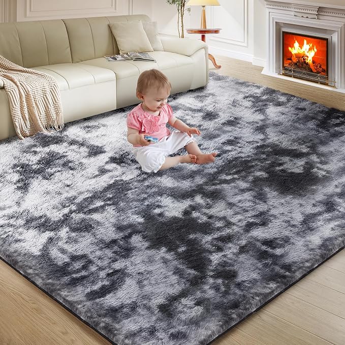 Ultra Soft Rug for Living Room, 4X6 Fluffy Shag Area Rug for Bedroom, Modern - Image 9