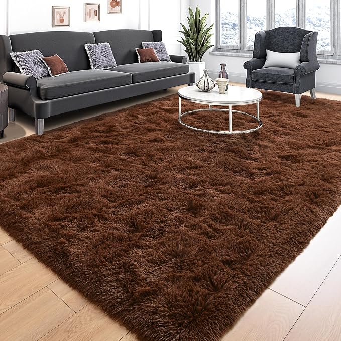 Tepook 5x8 Brown Area Rugs for Living Room Bedroom, Soft Fluffy Plush Shaggy by Tepook
