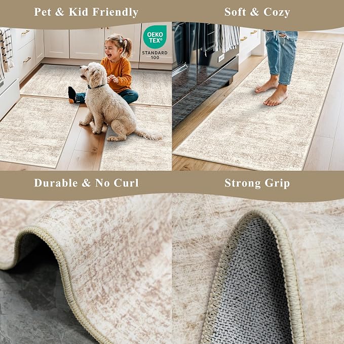 2x8 Runner Rug Washable Hallway: Non Slip Kitchen Runners - Image 5
