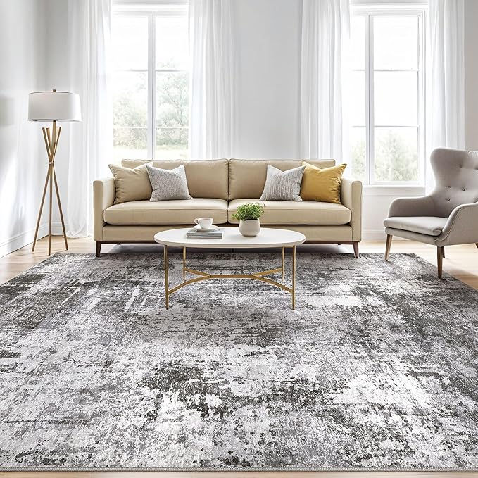Large Area Rugs 12x15 Living Room: Washable Large Abstract Modern Soft Stain - Image 5