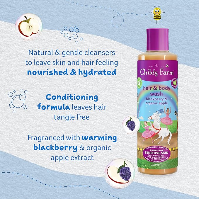 Childs Farm Blackberry & Organic Apple Hair & Body Wash 250ml (PACK OF 4)