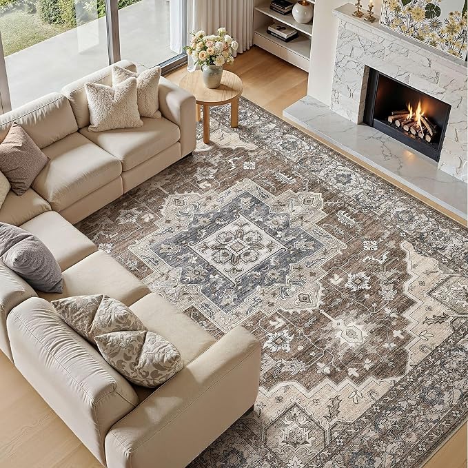 8x10 Area Rugs Living Room: Washable Vintage Rug Large Non-Slip Stain Resistant - Image 2