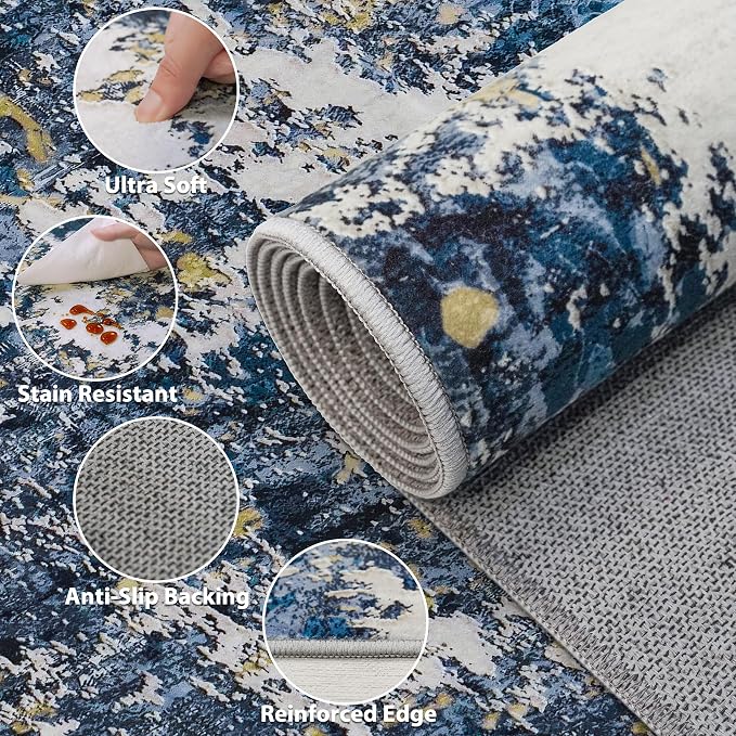 8x10 Area Rug for Living Room Bedroom: Large Washable Rug - Image 7