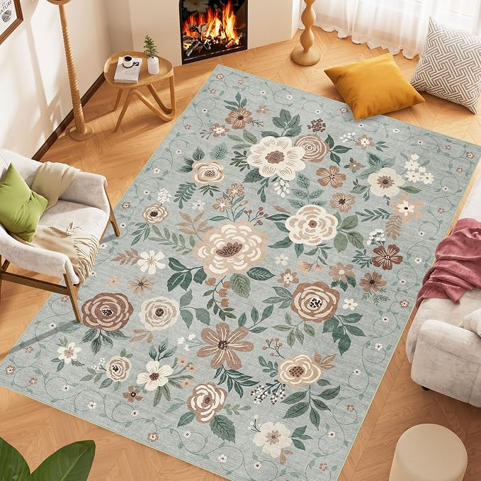 DUKINO 8x10 Area Rug, Floral Rugs - Image 3