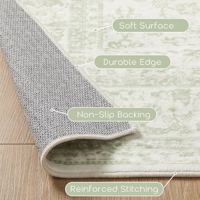 Sage Green Area Rugs 9x12 Living Room No Slip Stain Resistant Large Area Rug - Image 3