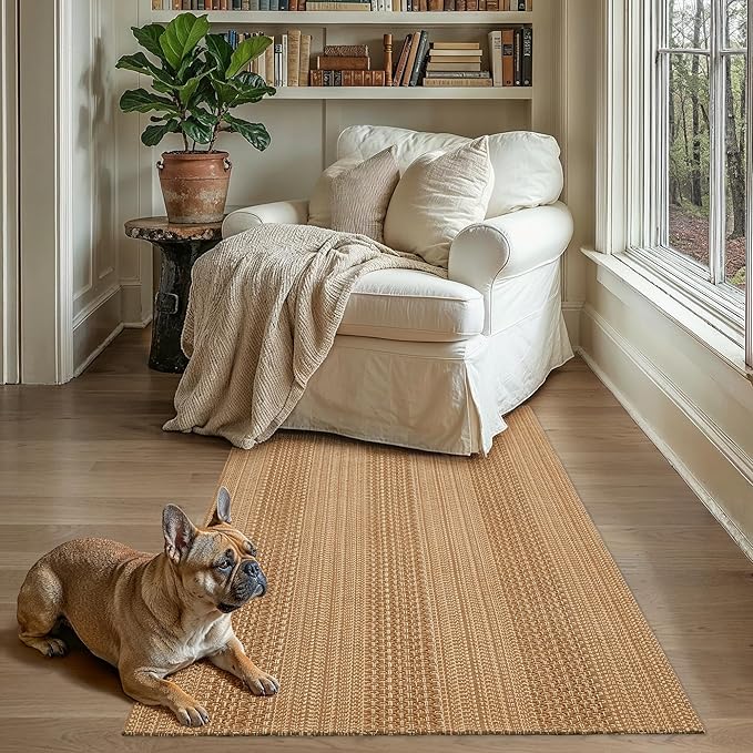 MatEssenz 3x5 ft Washable Area Rug, Textured Natural Woven Low-Profile Entryway by MatEssenz