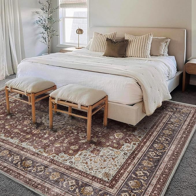 CHAMPLANT Washable Area Rug 10'x14' Boho Design Non-Shedding Easy Care Ideal - Image 2