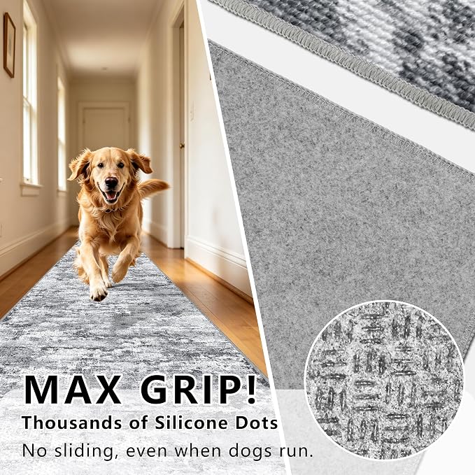 3x5 Area Rug Washable Entryway Rug Non Slip Abstract Tear and Stain Resistance - Image 5