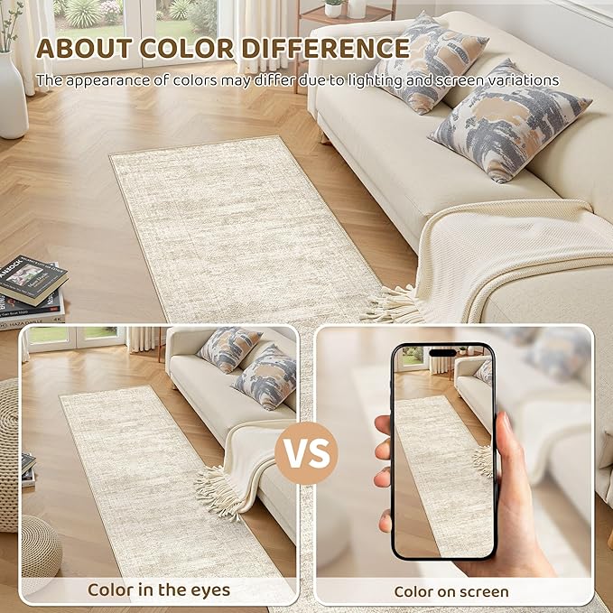 UERMEI 2x6 Washable Runner Rug for Hallway, Non Slip Low Pile Kitchen Carpet - Image 5