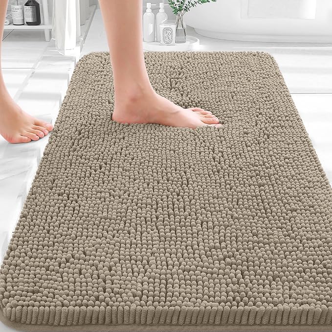 OLANLY Bathroom Rugs 30x18, Extra Soft Absorbent Chenille Bath Rugs, Rubber by OLANLY