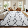 ONASAR 6x9 Area Rugs for Living Room Bedroom, Large Fluffy White and Grey Throw by ONASAR