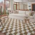 PureCozy 5x8 Area Rugs for Living Room Brown Soft Shag Checkered Large Rug by PureCozy