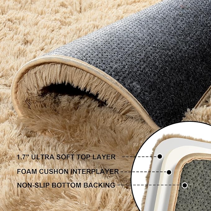 5x7 Area Rugs for Living Room, Large Fluffy Rugs for Bedroom, Fuzzy Shag Soft - Image 4