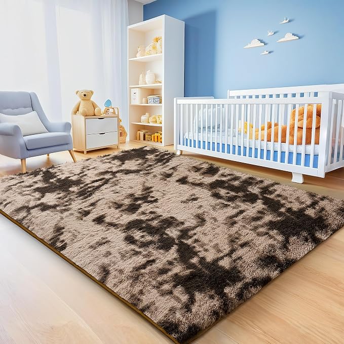 8x10 Tie-Dyed Brown Area Rugs for Living Room, Large Fluffy Shag Rug for - Image 4