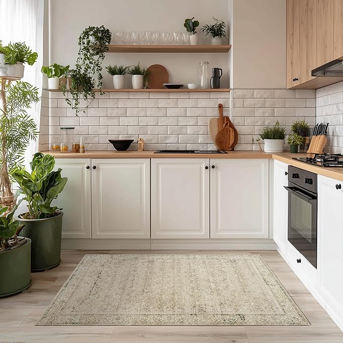 BILEEHOME Boho Kitchen Rug Washable, 2x3 Non Slip Farmhouse Neutral Small Area - Image 8