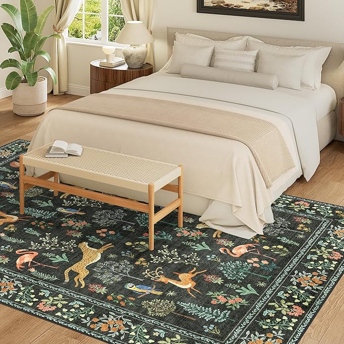 DUKINO 9x12 Rug, Washable Animal Living Room Rug - Image 4